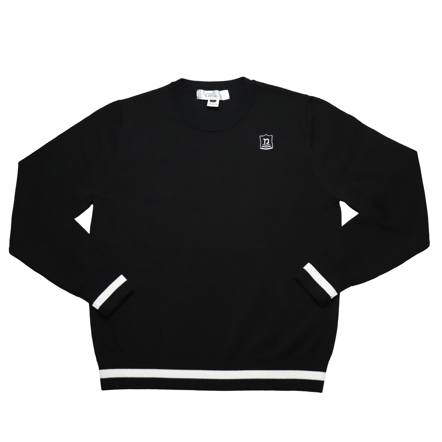 Crew Neck Sweater - Black w White Stripe - Machon Matel Leah